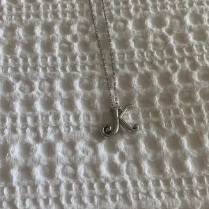 Sterling silver K initial necklace